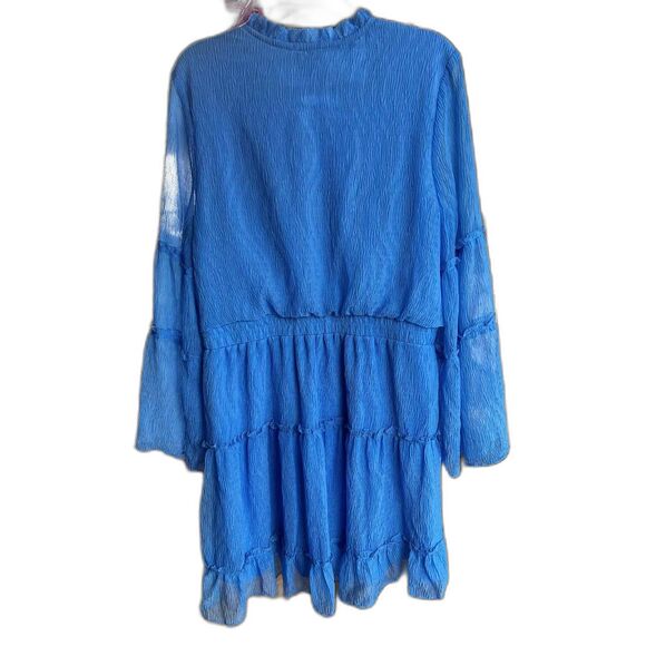 Cato Blue Tiered Long Sleeve Ruffle Cocktail Dress – Size Large - Picture 6 of 6